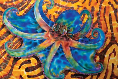 Caribbean Octopus - Coral by Daniel Jean-Baptiste framed canvas print