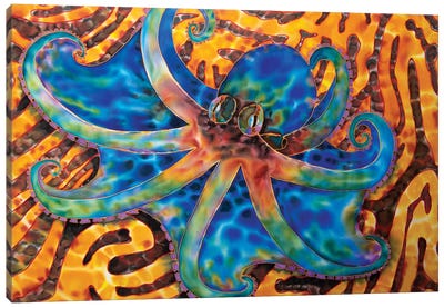 Caribbean Octopus - Coral Canvas Art Print - Octopus Art