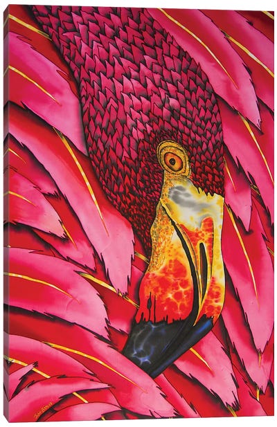 Flaming Flamingo Canvas Art Print - Daniel Jean-Baptiste