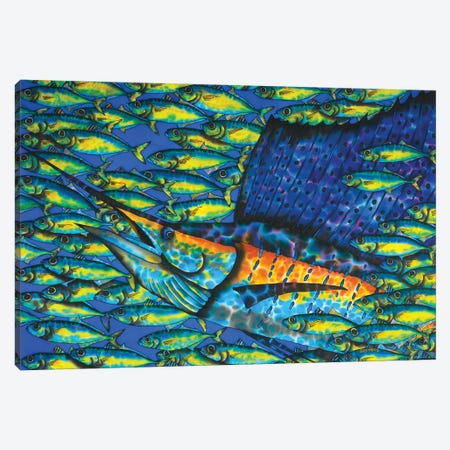 Sailfish & Bait Fish Canvas Print #JBT73} by Daniel Jean-Baptiste Canvas Wall Art