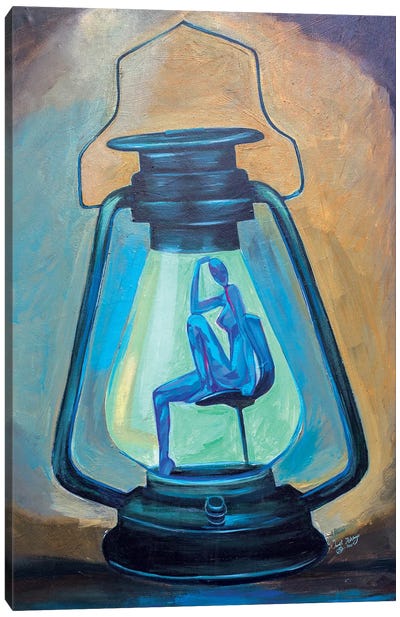 Be The Light Canvas Art Print - Blue & Gold Art