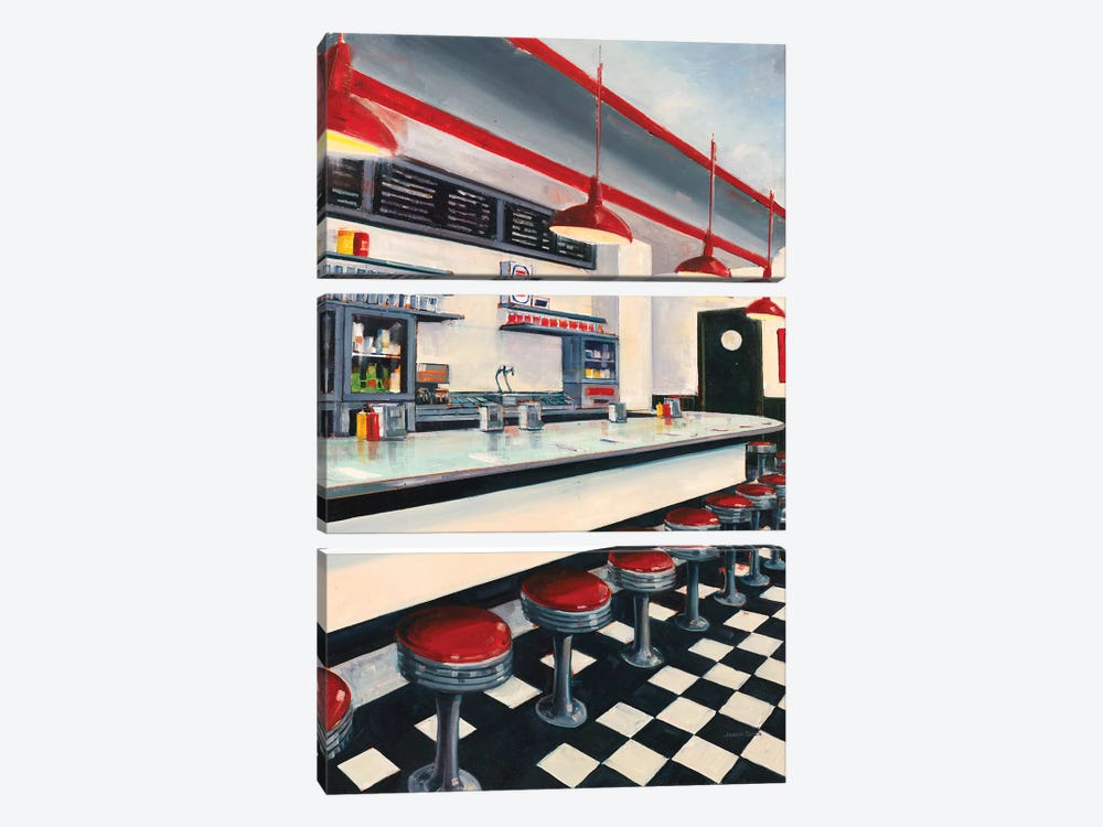 Diner by Joseph Cates 3-piece Canvas Print