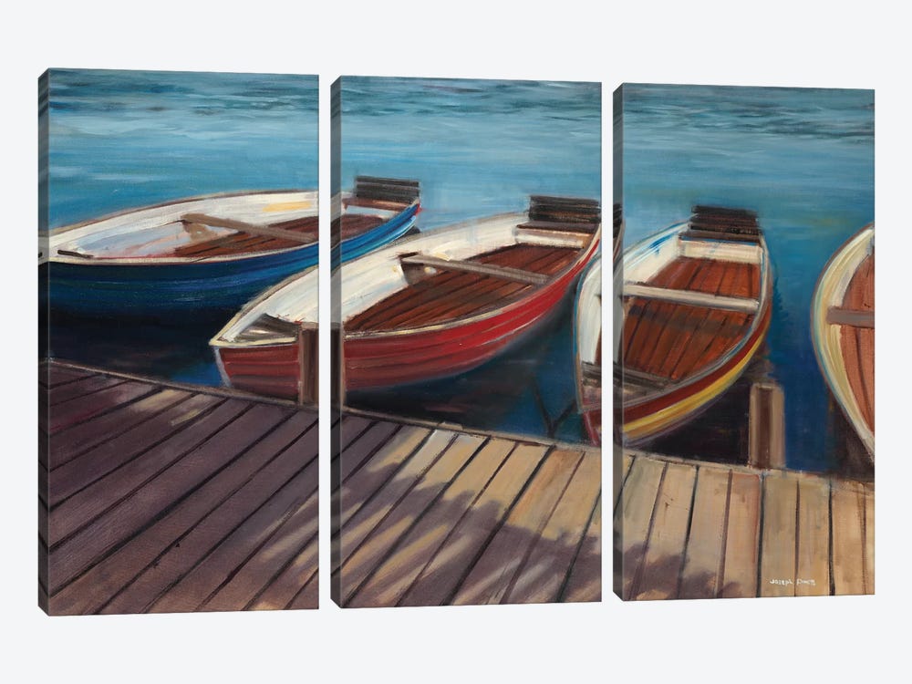Row Boats by Joseph Cates 3-piece Canvas Art