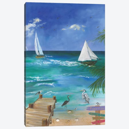 Fun Filled Beach I Canvas Print #JCE1} by Jan Cole Canvas Print