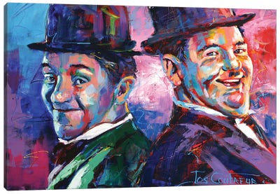 Laurel and Hardy Canvas Art Print - Jos Coufreur