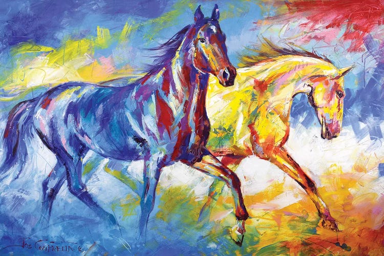 Two horses by Jos Coufreur wall art