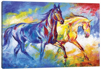 Two horses Canvas Art Print - Jos Coufreur