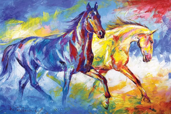 Jos Coufreur: Two horses by Jos Coufreur