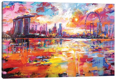 Singapore Skyline Canvas Art Print - Jos Coufreur