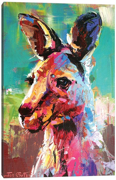 Kangaroo Canvas Art Print - Jos Coufreur
