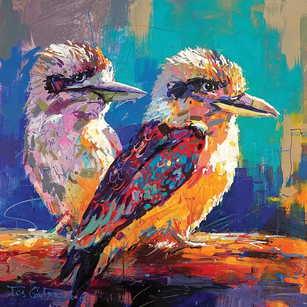 Kingfishers: Pair Of Kookaburras by Jos Coufreur