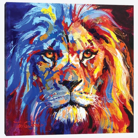 Lion Canvas Print #JCF180} by Jos Coufreur Canvas Artwork