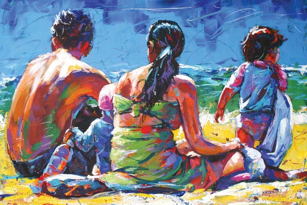 Jos Coufreur: Family On The Beach by Jos Coufreur