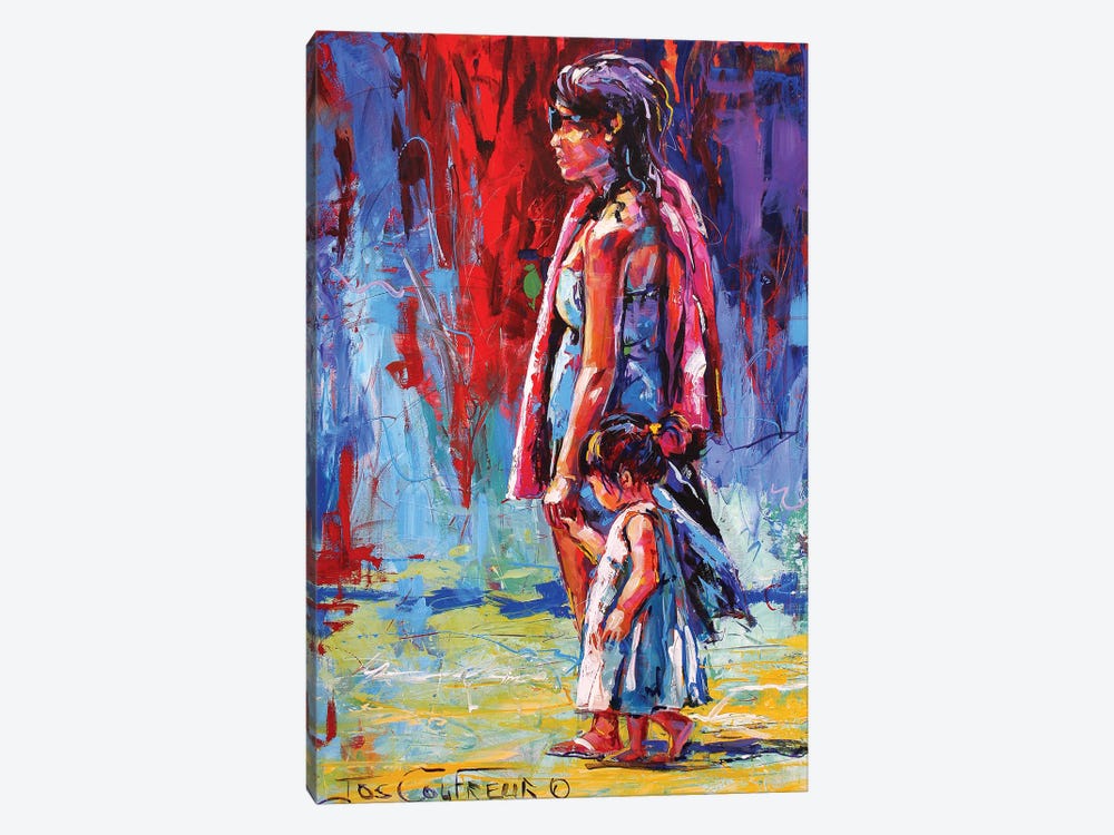 Beach Walk With Mum by Jos Coufreur 1-piece Art Print