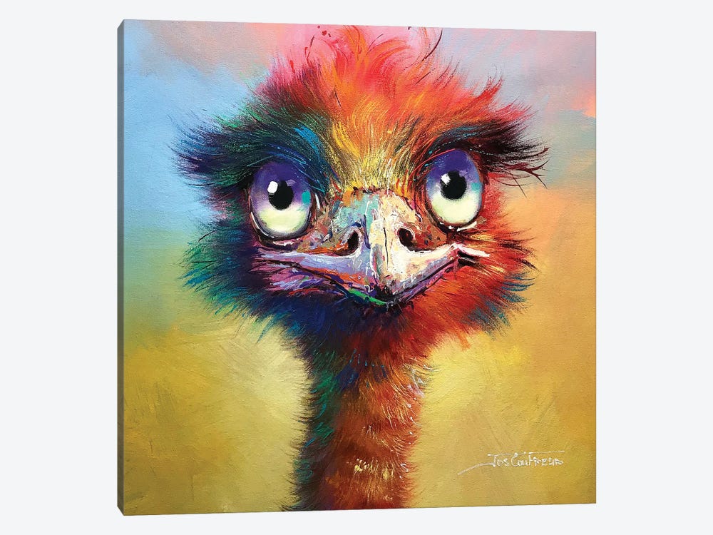 Colourful Emu by Jos Coufreur 1-piece Canvas Art Print