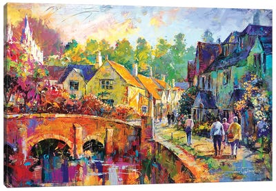 Village In The Cotswolds Canvas Art Print - Jos Coufreur