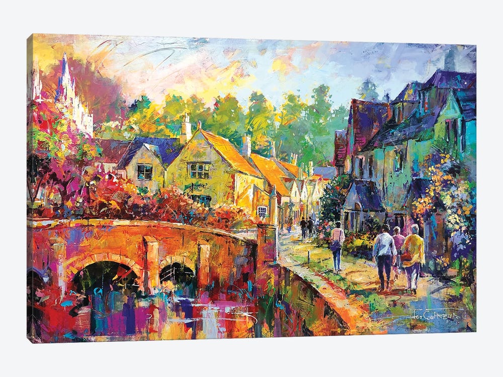 Village In The Cotswolds by Jos Coufreur 1-piece Canvas Wall Art