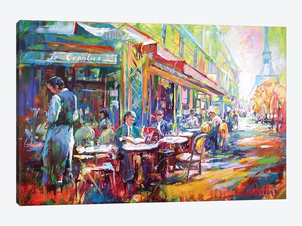 French Cafe Art Print by Jos Coufreur | iCanvas