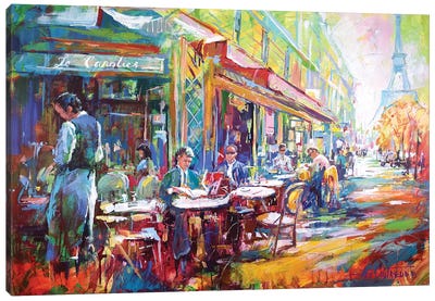 French Cafe Canvas Art Print - Jos Coufreur
