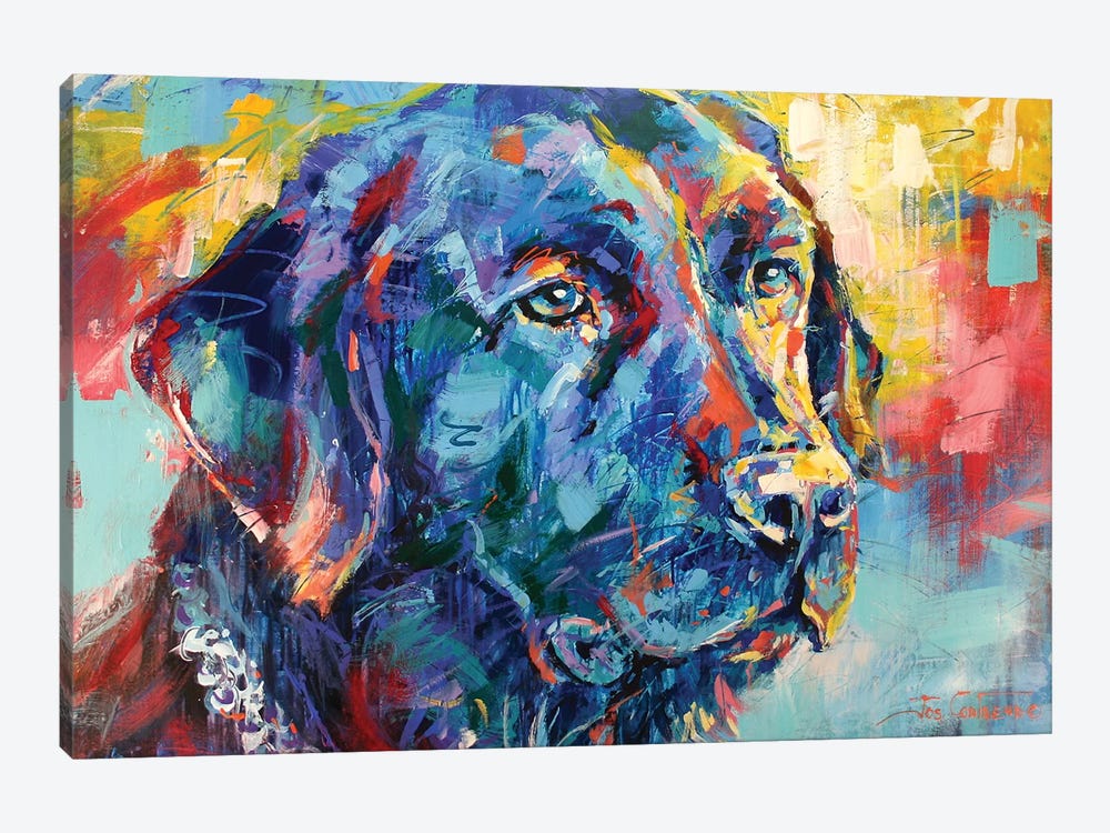 Black Labrador by Jos Coufreur 1-piece Canvas Art Print