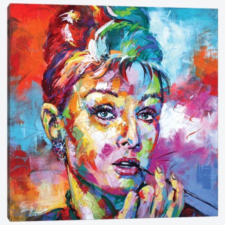 Audrey Hepburn Canvas Print #JCF89} by Jos Coufreur Canvas Wall Art