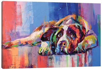 Dog Canvas Art Print - Jos Coufreur