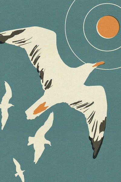 Gifts Inspired by 1989: Seagull Block Print II by Jacob Green