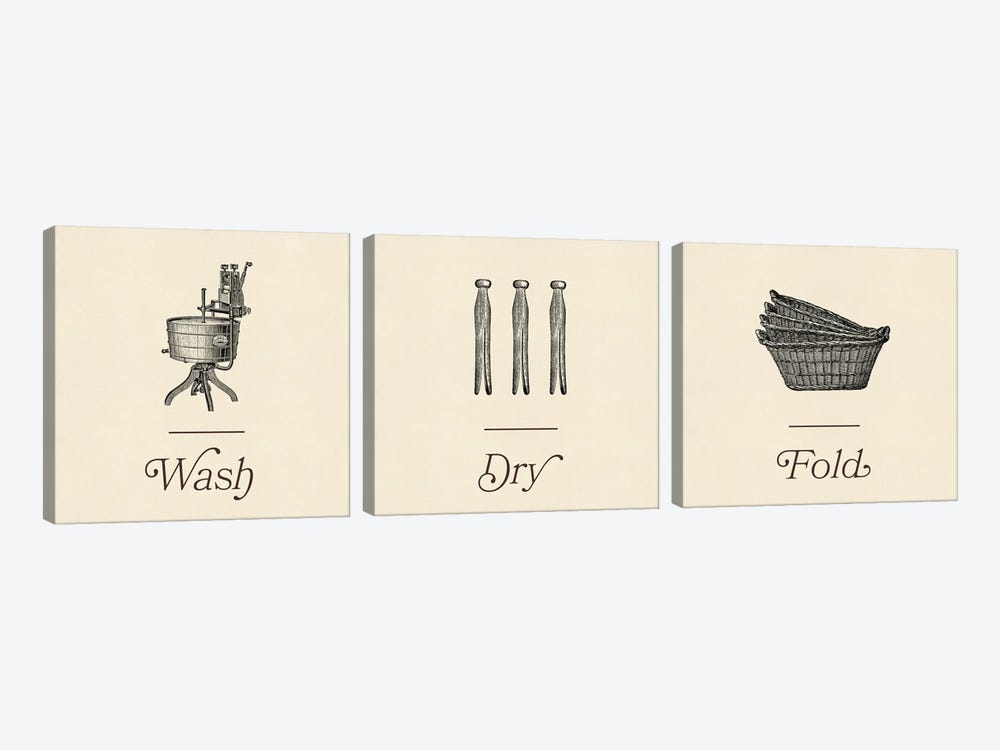 Laundry Sign Triptych by Jacob Green 3-piece Canvas Art
