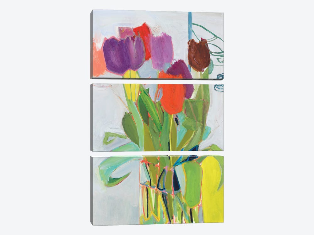 Tulips and Two Cars by Jessica Singerman 3-piece Canvas Wall Art