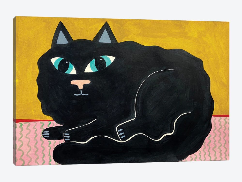 Fluffy Black Cat by Jelly Chen 1-piece Canvas Print