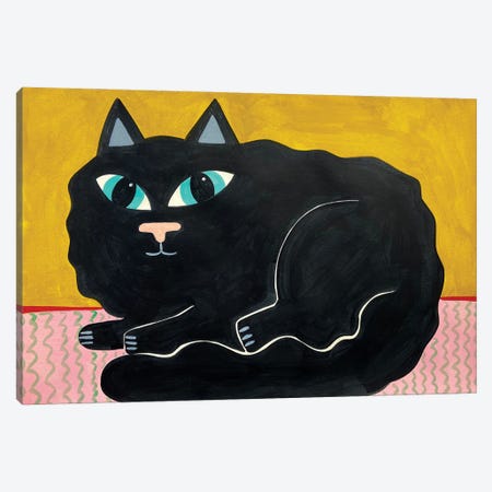 Fluffy Black Cat Canvas Print #JCN10} by Jelly Chen Canvas Print