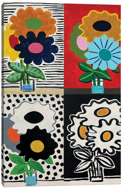 Four Seasons Flowers Canvas Art Print - Dopamine Decor