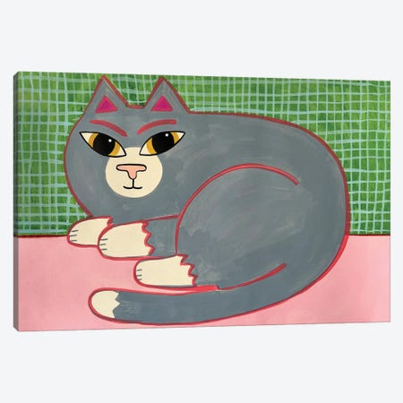 Grey Cat Canvas Print #JCN17} by Jelly Chen Canvas Art