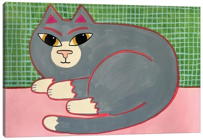 Grey Cat Canvas Art Print - Jelly Chen
