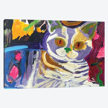 Purple Cat Canvas Print #JCN29} by Jelly Chen Canvas Artwork