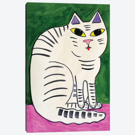 Striped Cat Canvas Print #JCN35} by Jelly Chen Canvas Artwork