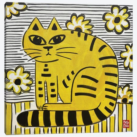 Yellow Cat Canvas Print #JCN38} by Jelly Chen Canvas Art Print