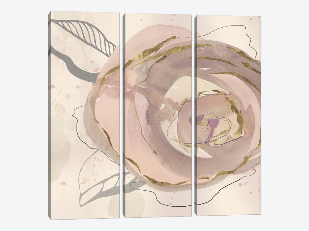 Rosy Flower I by Jacob Q 3-piece Canvas Print