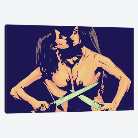 Girls Fight Canvas Print #JCR148} by Giuseppe Cristiano Canvas Artwork