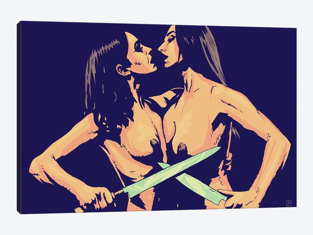 Girls Fight by Giuseppe Cristiano 1-piece Canvas Art