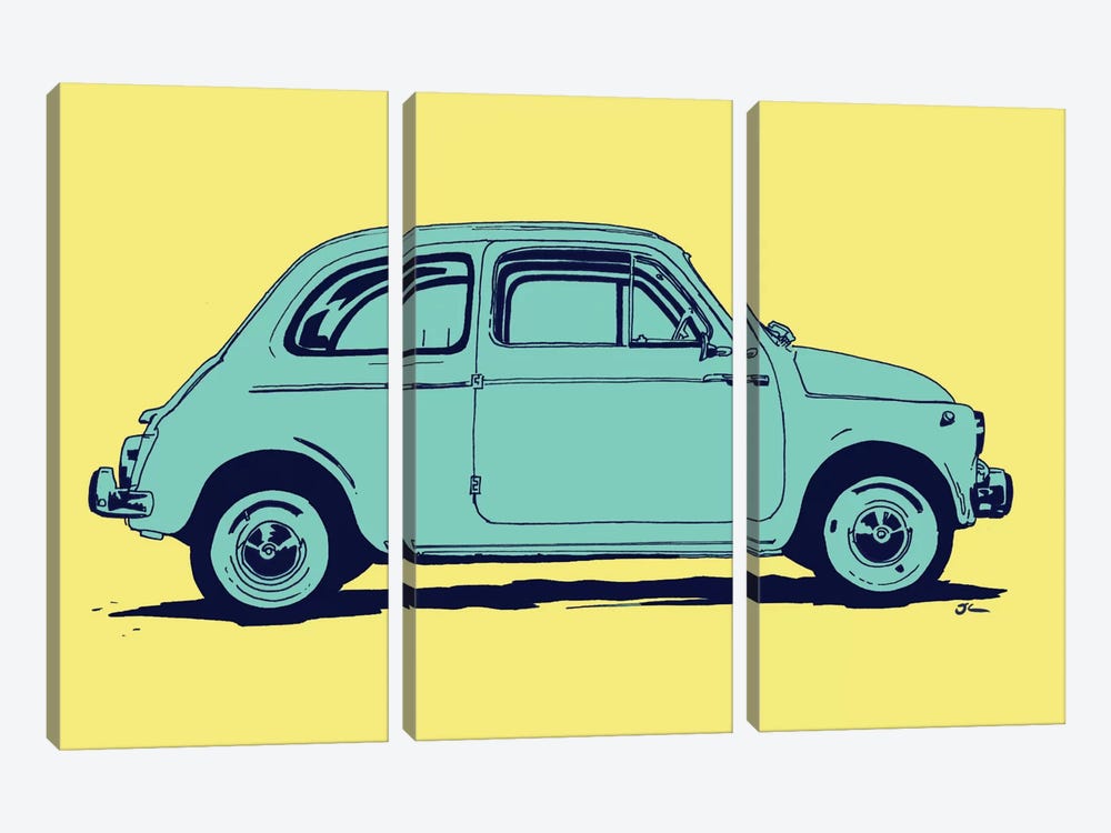 Fiat 500 by Giuseppe Cristiano 3-piece Canvas Wall Art