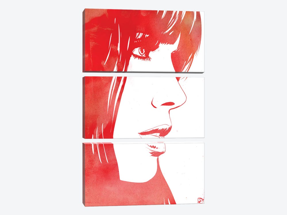 Profile In Red by Giuseppe Cristiano 3-piece Canvas Art Print