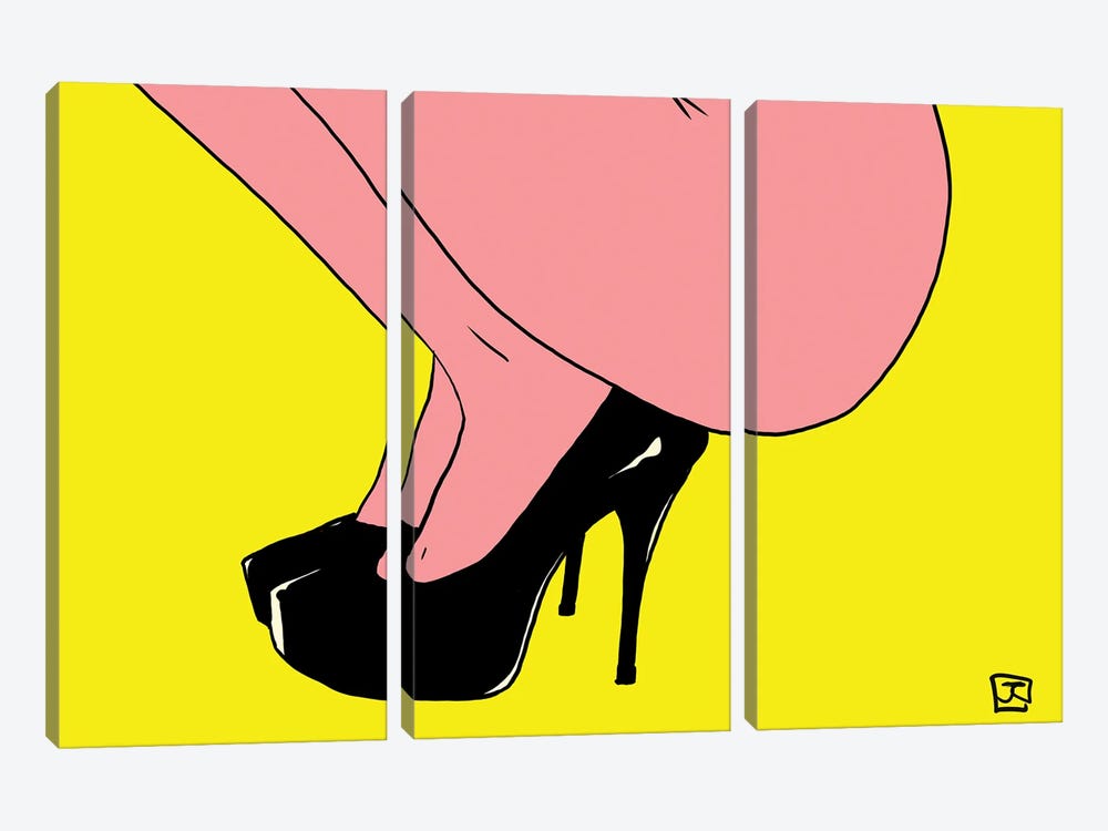 Heels On Yellow by Giuseppe Cristiano 3-piece Canvas Art