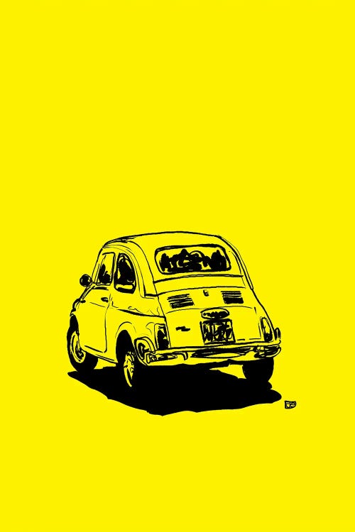 Fiat 500 In Yellow by Giuseppe Cristiano wall art