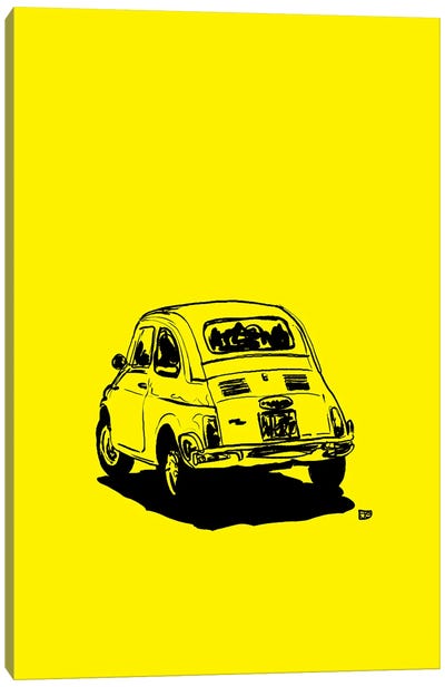 Fiat 500 In Yellow Canvas Art Print