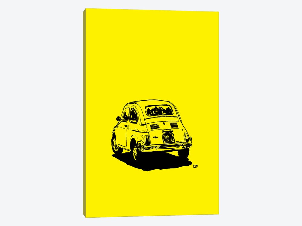 Fiat 500 In Yellow by Giuseppe Cristiano 1-piece Canvas Art Print
