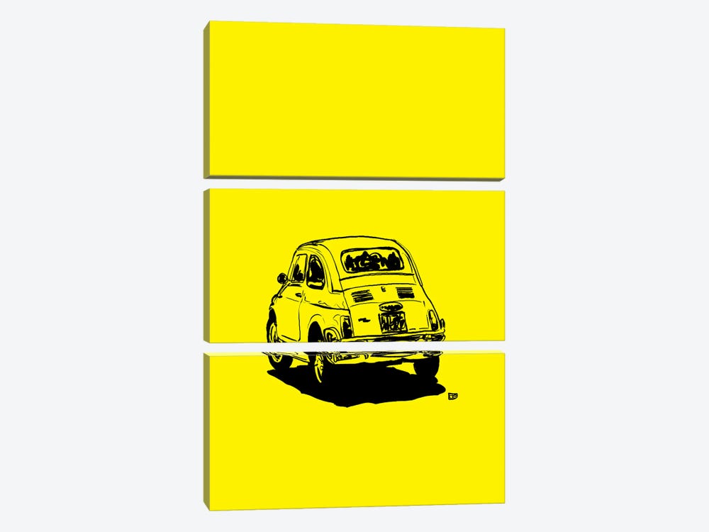 Fiat 500 In Yellow by Giuseppe Cristiano 3-piece Art Print
