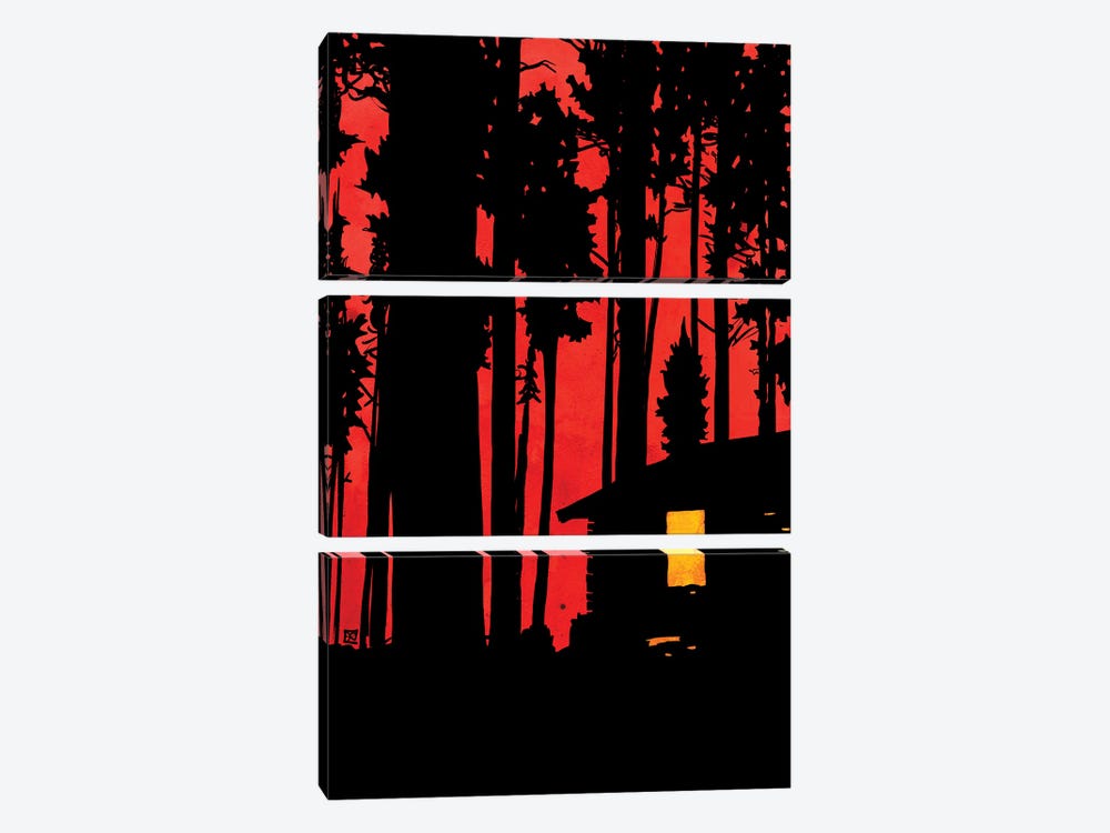 Cabin In The Woods by Giuseppe Cristiano 3-piece Canvas Artwork