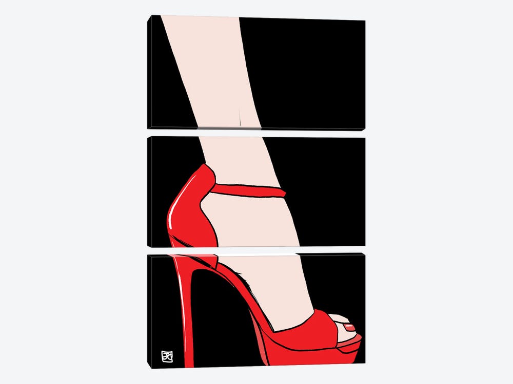 Red Shoe by Giuseppe Cristiano 3-piece Canvas Wall Art