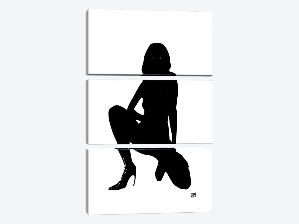 Woman In Black by Giuseppe Cristiano 3-piece Canvas Wall Art